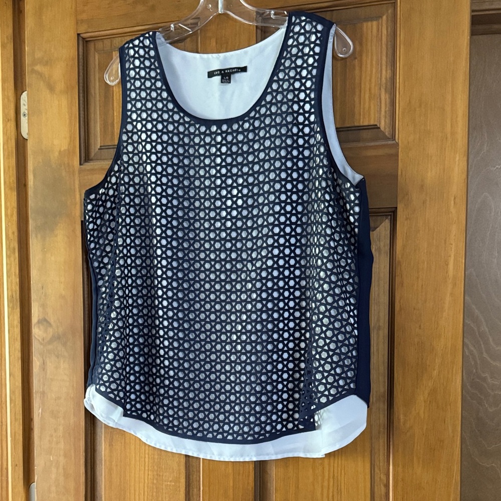 Zac & Rachel Navy and White Layered Tank Top
PTP 22 inches